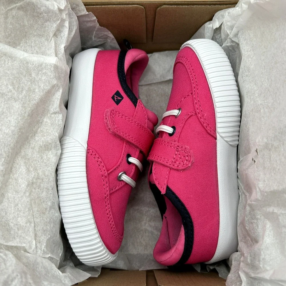 Sperry Toddler Girls Slip-on Canvas Shoes Size 8 Pink Casual Lightweight Comfort